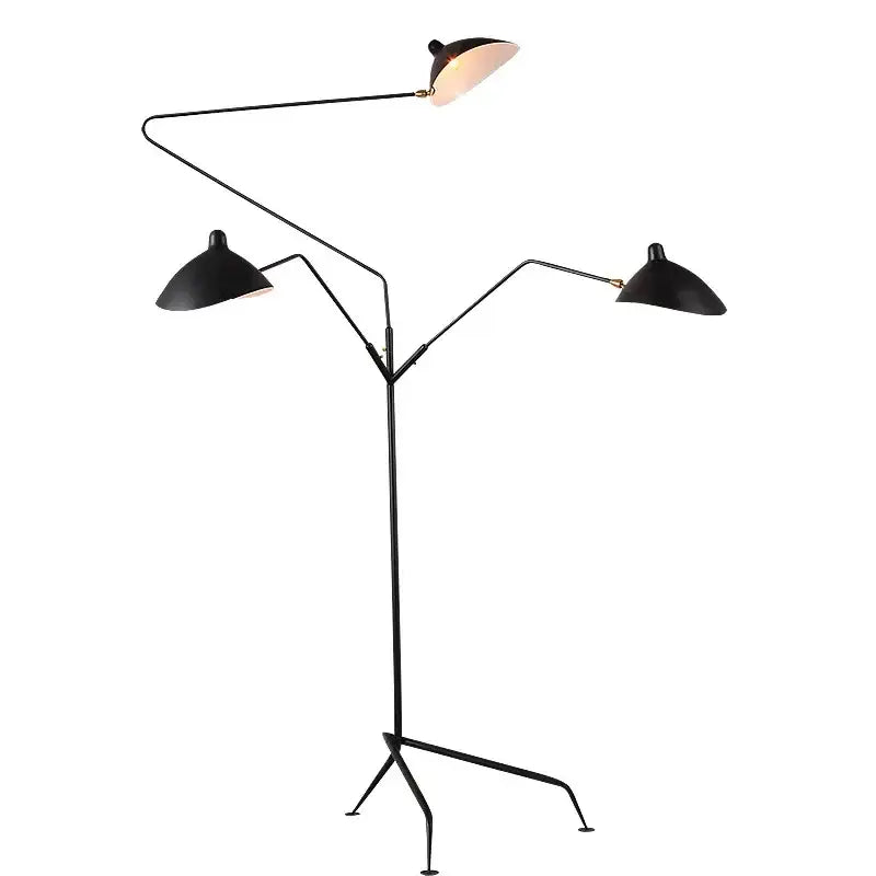 black aluminum 3 arm floor lamp for living room