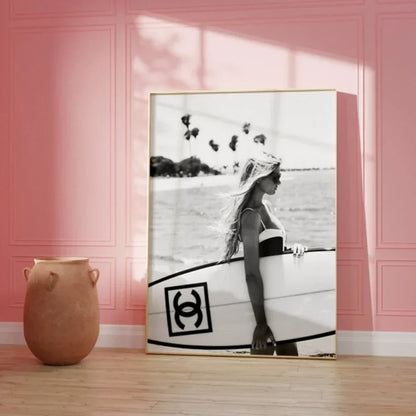 DecorBites™ Black and White Surfboard Wall Art - Teen Room Decor