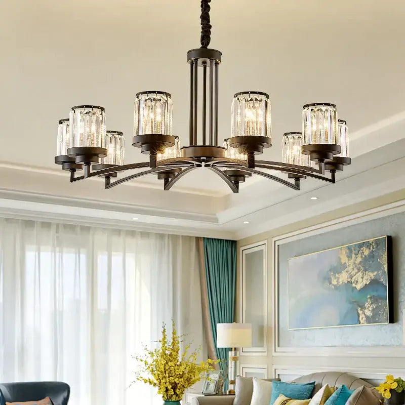 black art crystal chandelier bronze living room lighting