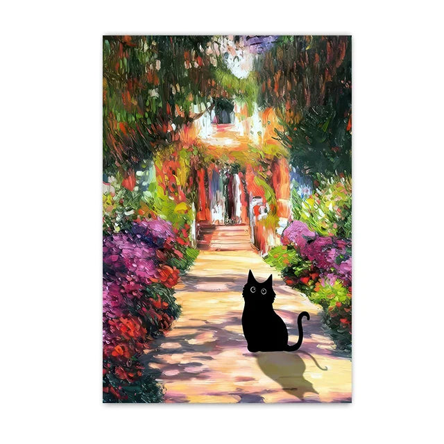DecorBites™ Black Cat Starry Night Canvas Wall Art