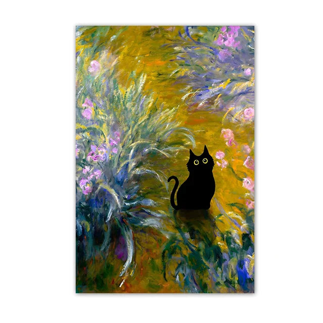 DecorBites™ Black Cat Starry Night Canvas Wall Art