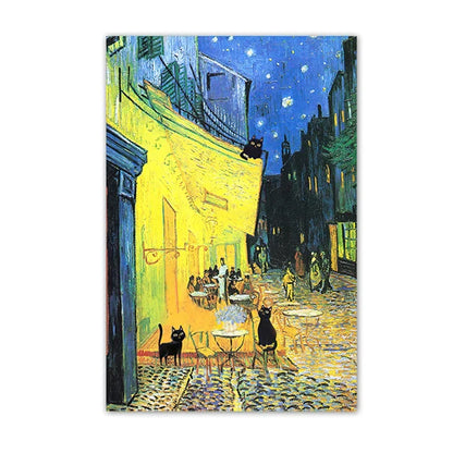 DecorBites™ Black Cat Starry Night Canvas Wall Art