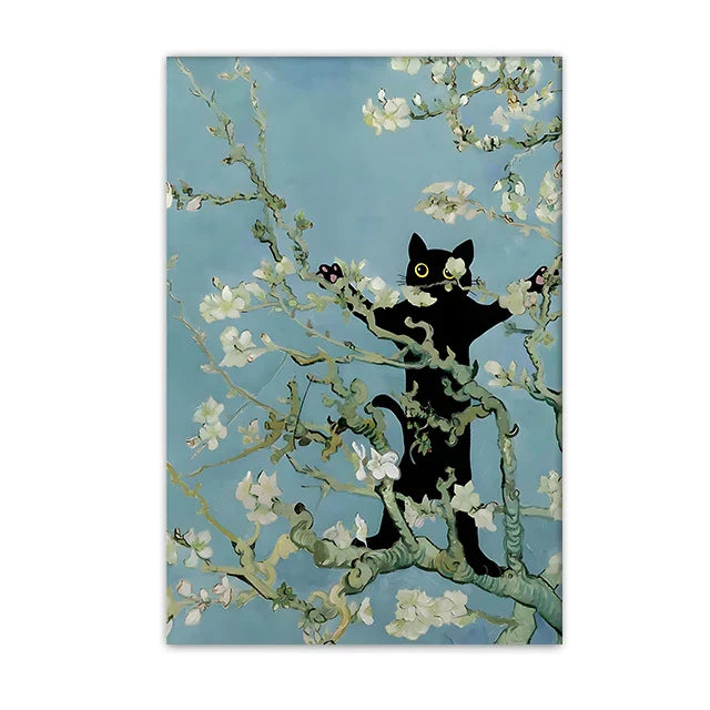 DecorBites™ Black Cat Starry Night Canvas Wall Art
