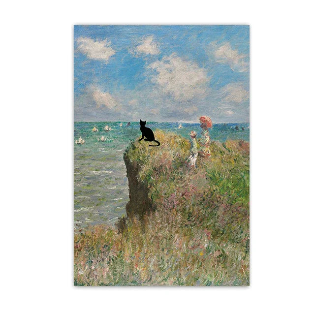 DecorBites™ Black Cat Starry Night Canvas Wall Art