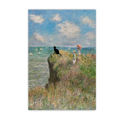 DecorBites™ Black Cat Starry Night Canvas Wall Art