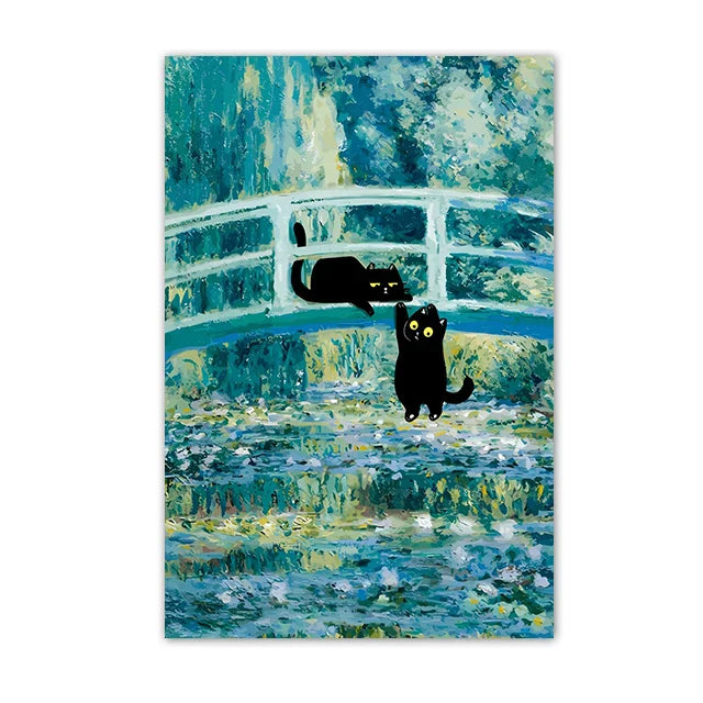 DecorBites™ Black Cat Starry Night Canvas Wall Art