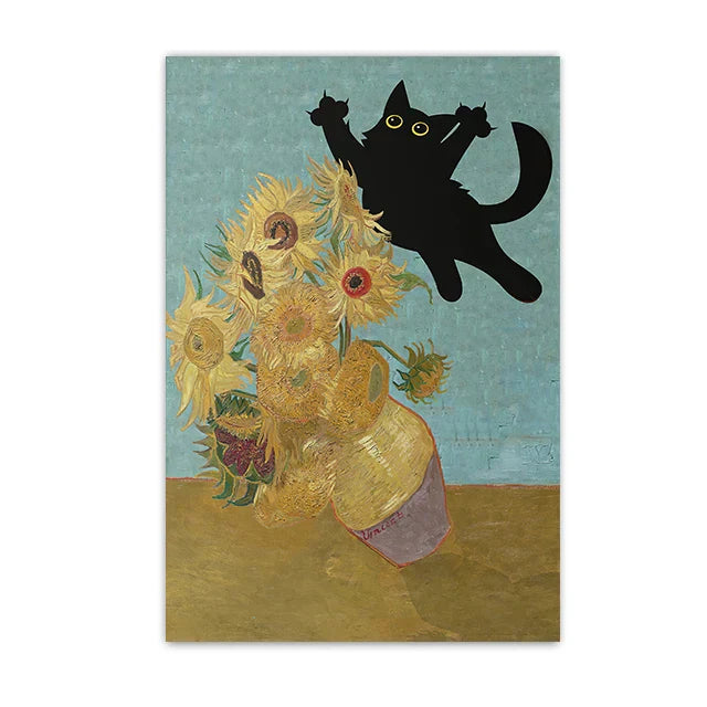 DecorBites™ Black Cat Starry Night Canvas Wall Art