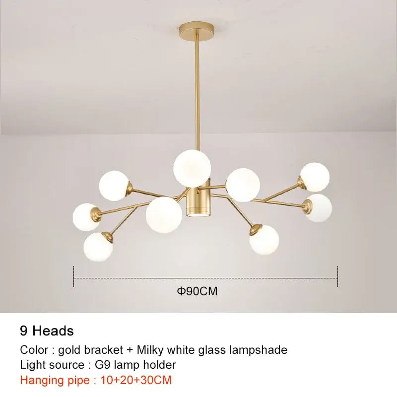 black chandelier with white glass globes for living room