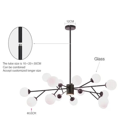 black chandelier with white glass globes for living room