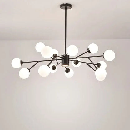 black chandelier with white glass globes for living room