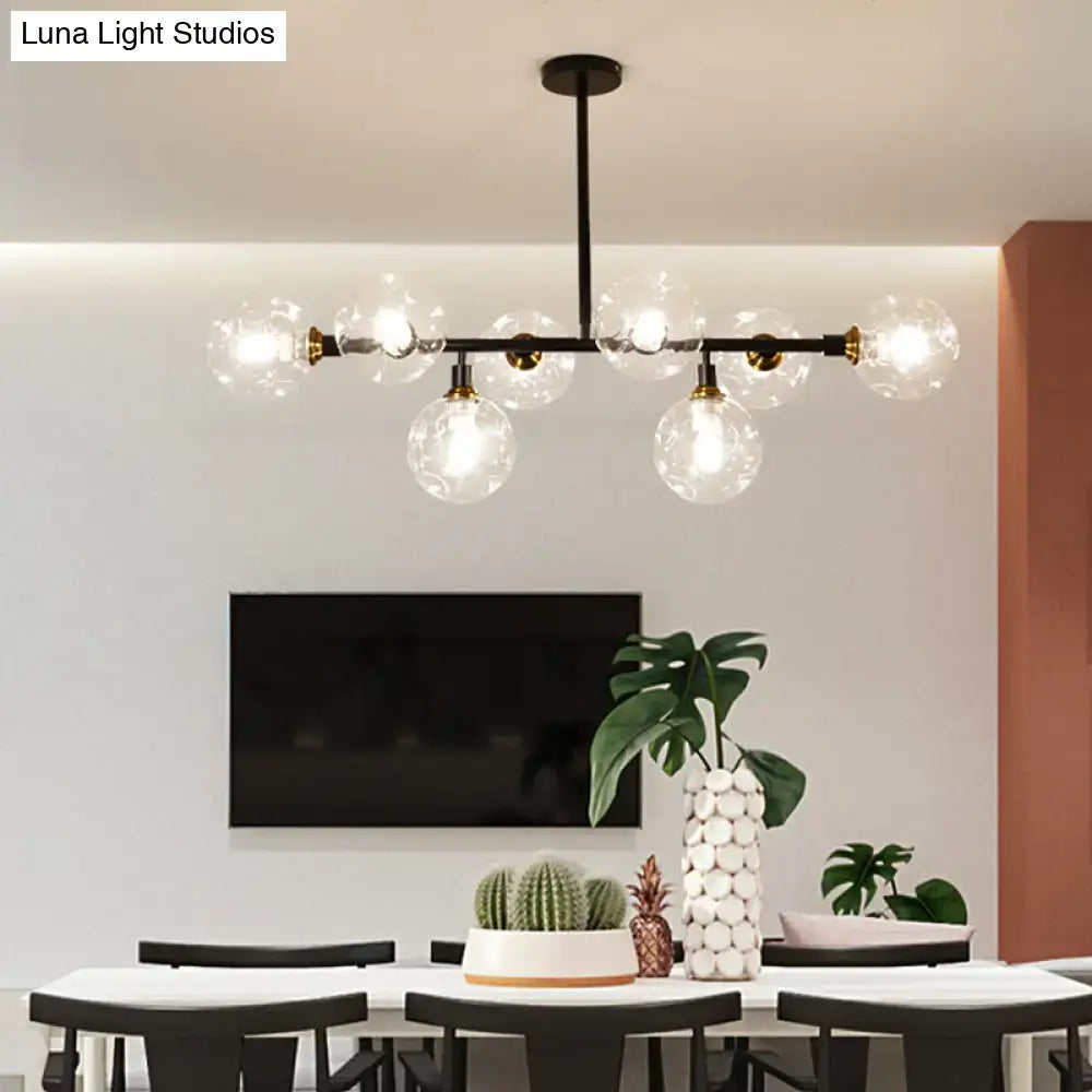 Modern black dimpled glass ball pendant light for dining rooms