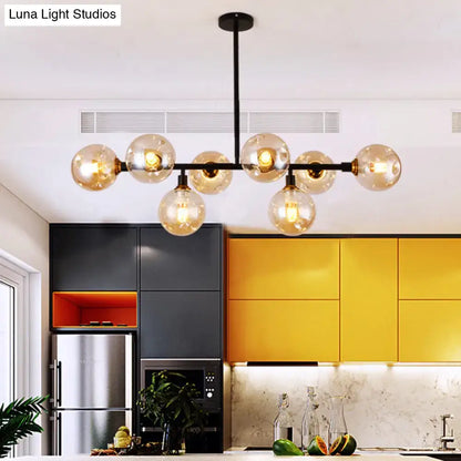 Modern black dimpled glass ball pendant light for dining rooms