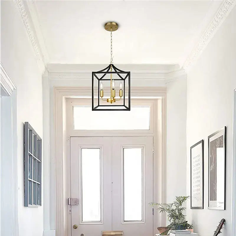 black farmhouse chandelier lantern dining room pendant light