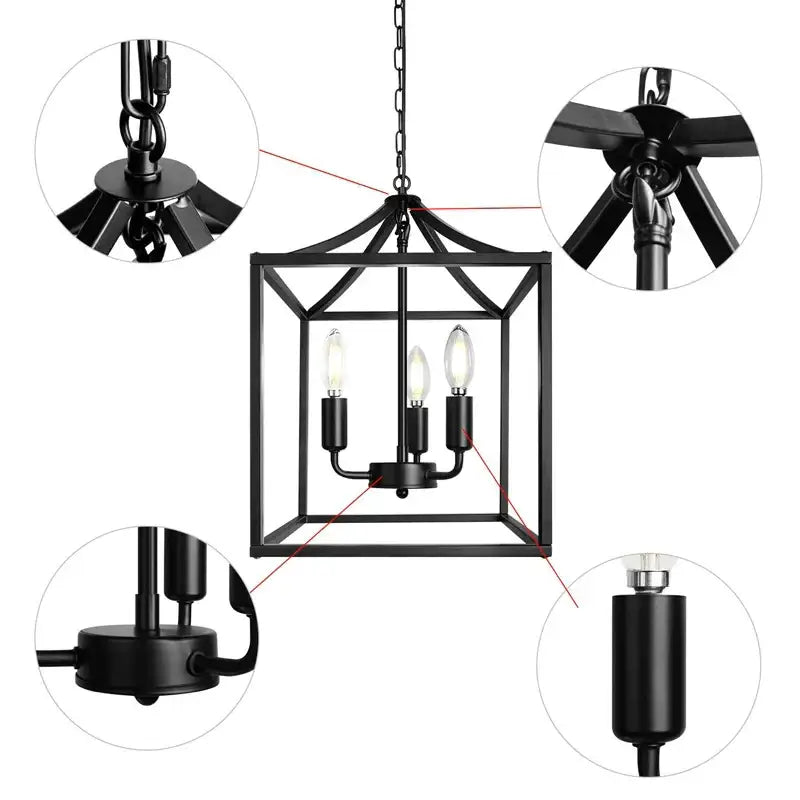 black farmhouse chandelier lantern dining room pendant light