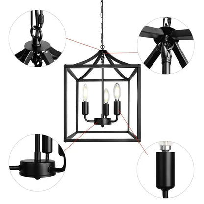 black farmhouse chandelier lantern dining room pendant light