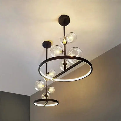 Modern black metal led pendant chandelier for dining room