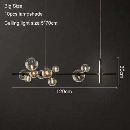 Modern black metal led pendant chandelier for dining room