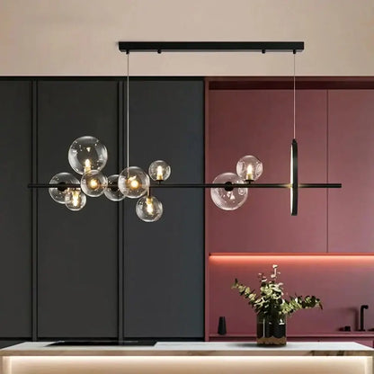 Modern black metal led pendant chandelier for dining room