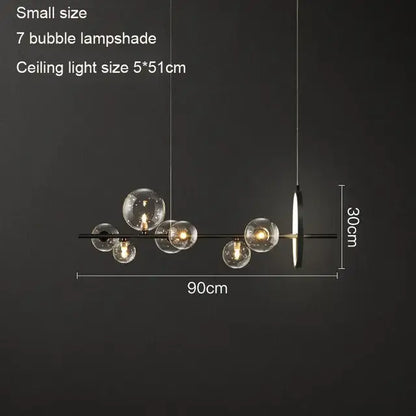 Modern black metal led pendant chandelier for dining room