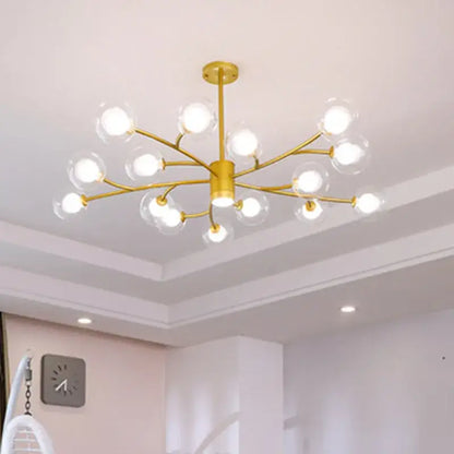 Nordic gold & black glass ball molecule chandelier dining room light
