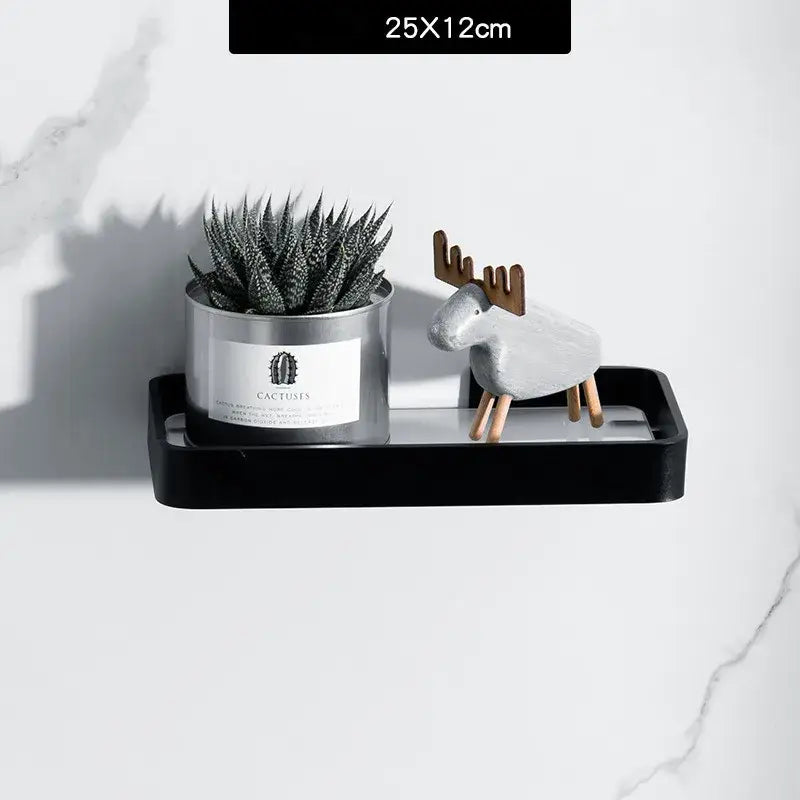 Minimalist black glass bathroom shelf rectangular wall mounted rack