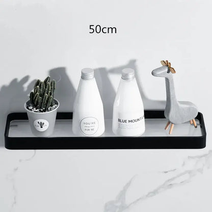 Minimalist black glass bathroom shelf rectangular wall mounted rack