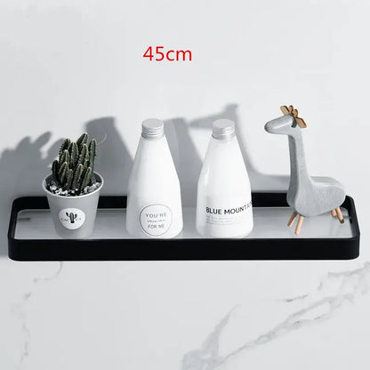 Minimalist black glass bathroom shelf rectangular wall mounted rack