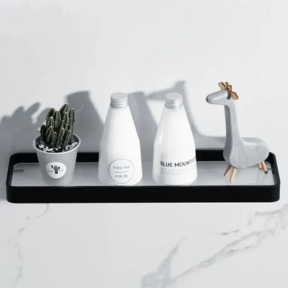 Minimalist black glass bathroom shelf rectangular wall mounted rack