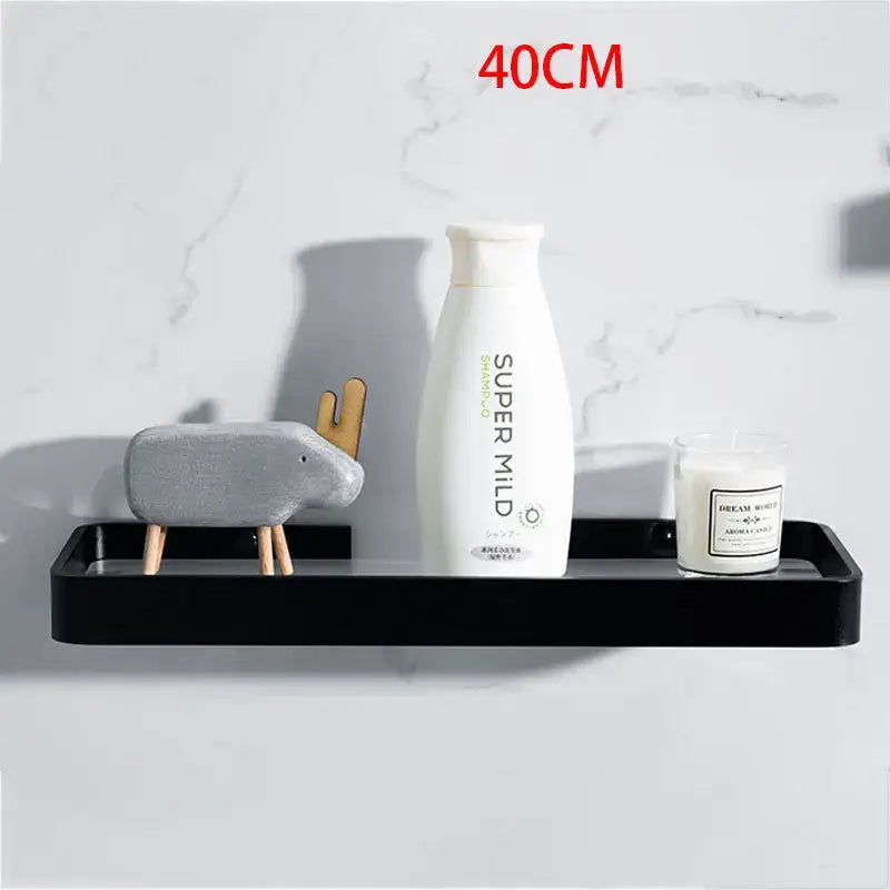 Minimalist black glass bathroom shelf rectangular wall mounted rack