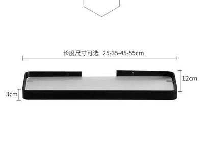 Minimalist black glass bathroom shelf rectangular wall mounted rack