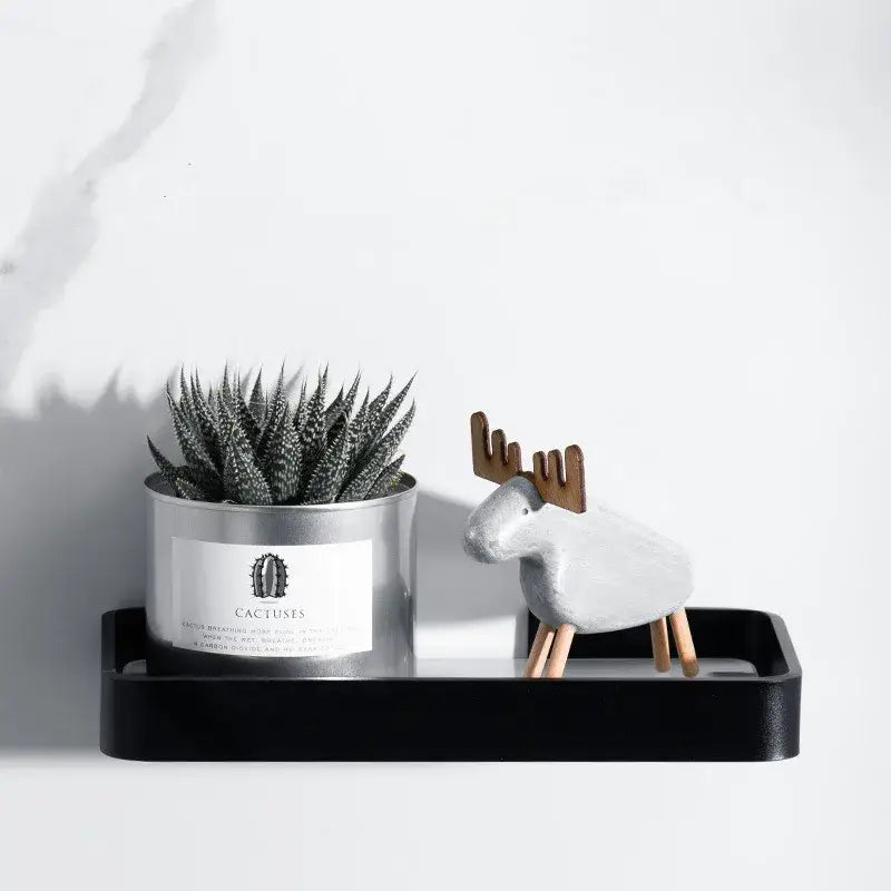 Minimalist black glass bathroom shelf rectangular wall mounted rack