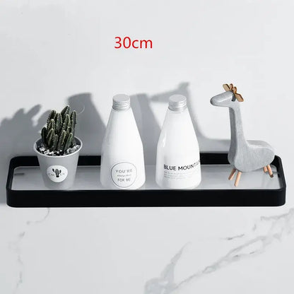 Minimalist black glass bathroom shelf rectangular wall mounted rack