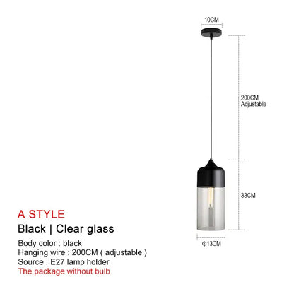 Modern black glass pendant lights for dining room set of 2