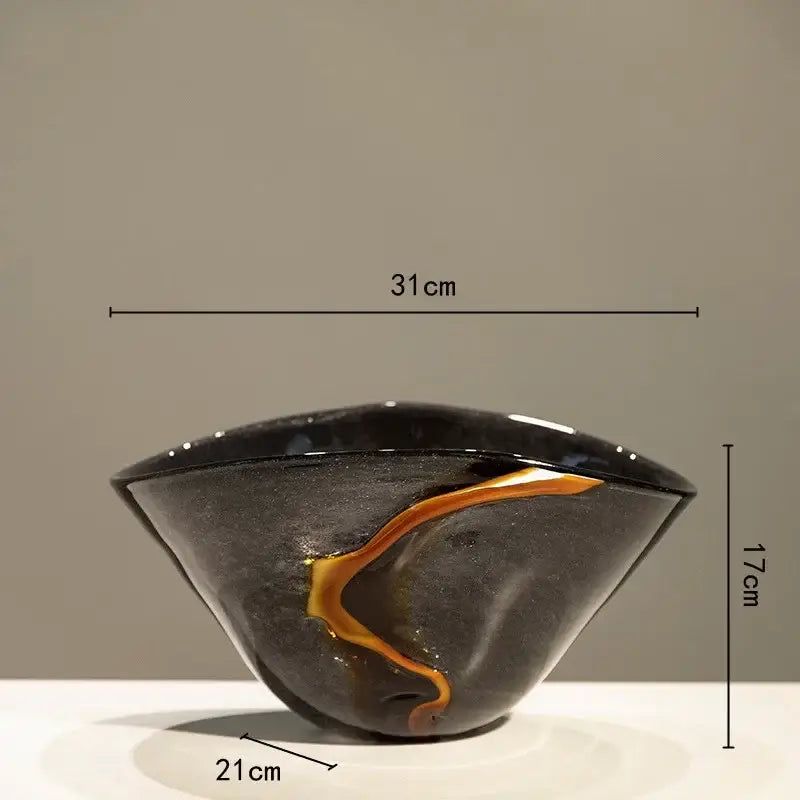 Modern black & gold glass vase set living room flower pot