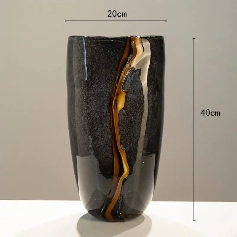 Modern black & gold glass vase set living room flower pot