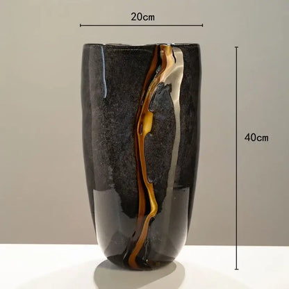 Modern black & gold glass vase set living room flower pot
