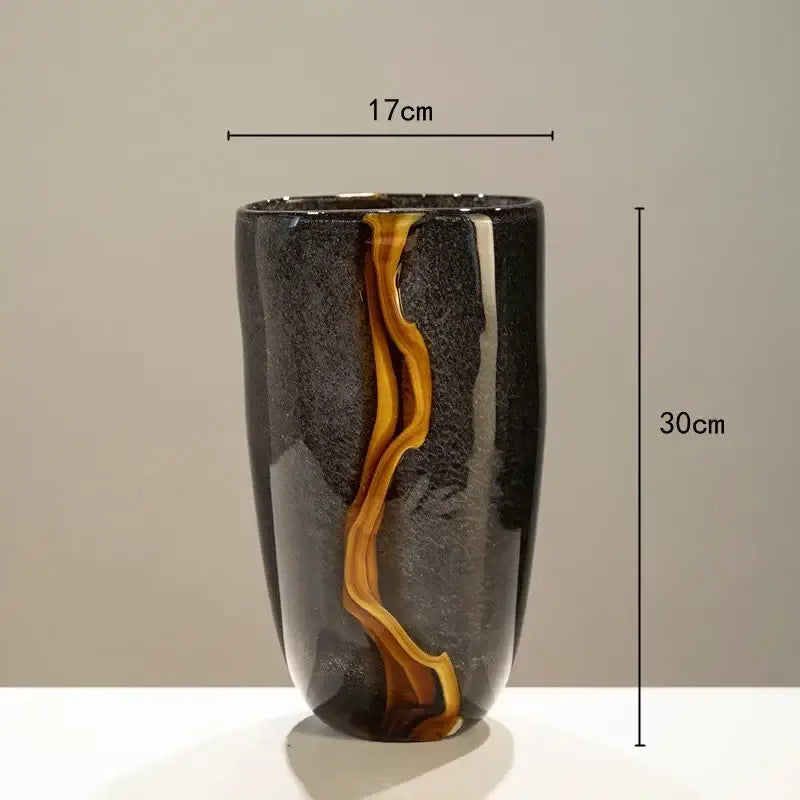 Modern black & gold glass vase set living room flower pot