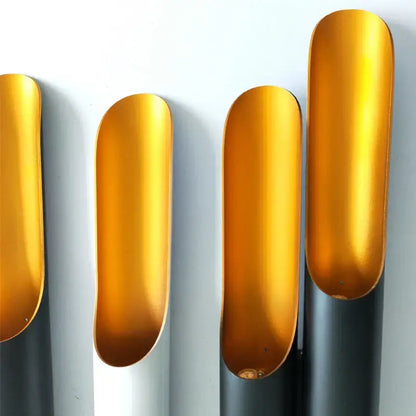 Modern minimalist black & gold aluminum tube wall sconce bedroom light