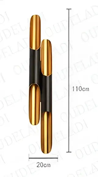 Modern minimalist black & gold aluminum tube wall sconce bedroom light