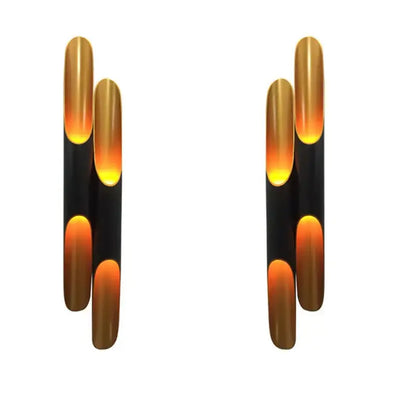 Modern minimalist black & gold aluminum tube wall sconce bedroom light