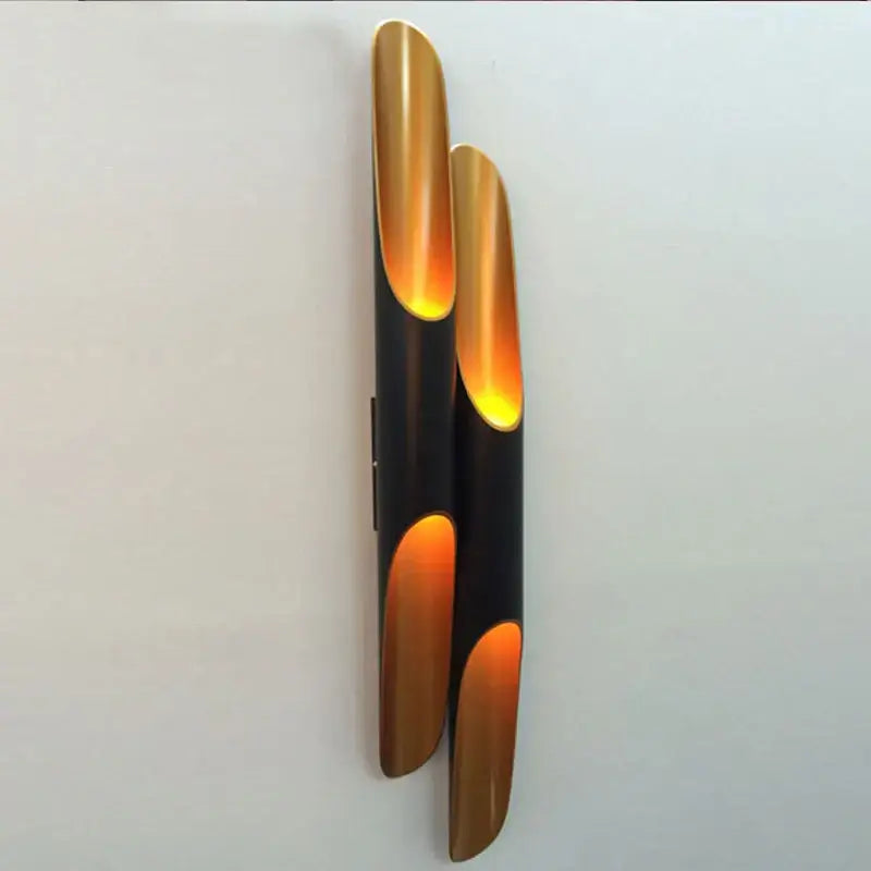 Modern minimalist black & gold aluminum tube wall sconce bedroom light