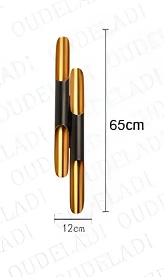 Modern minimalist black & gold aluminum tube wall sconce bedroom light