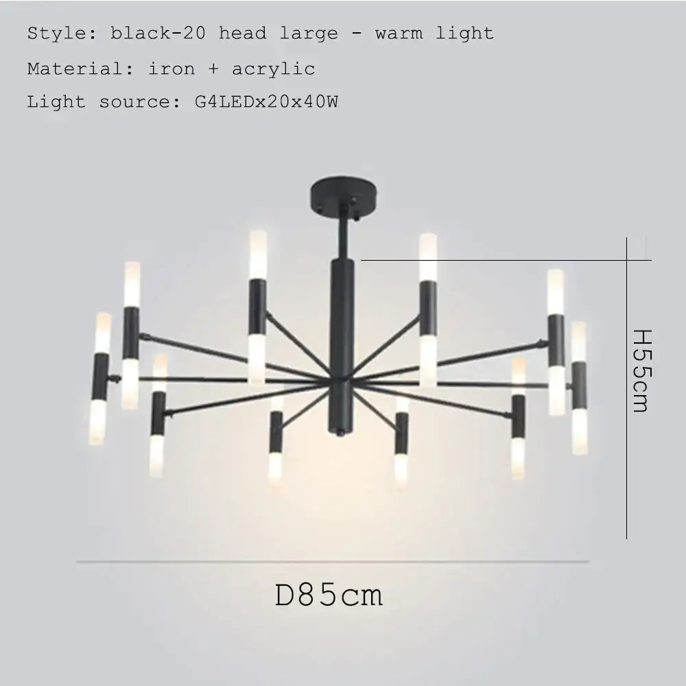 Modern gold art decor chandelier – living room glass candle light