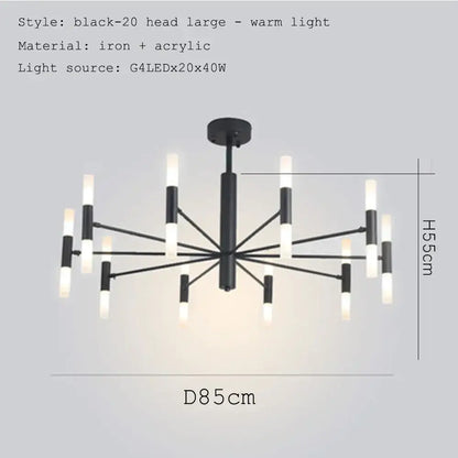 Modern gold art decor chandelier – living room glass candle light