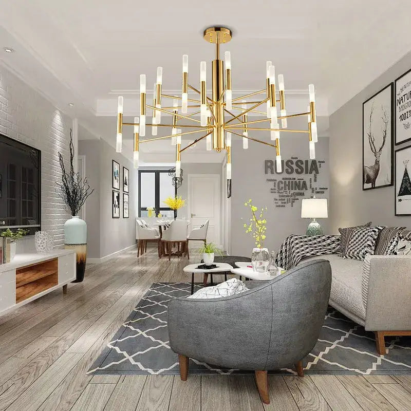 Modern gold art decor chandelier – living room glass candle light