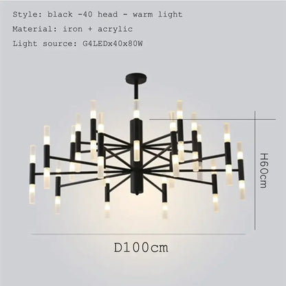 Modern gold art decor chandelier – living room glass candle light