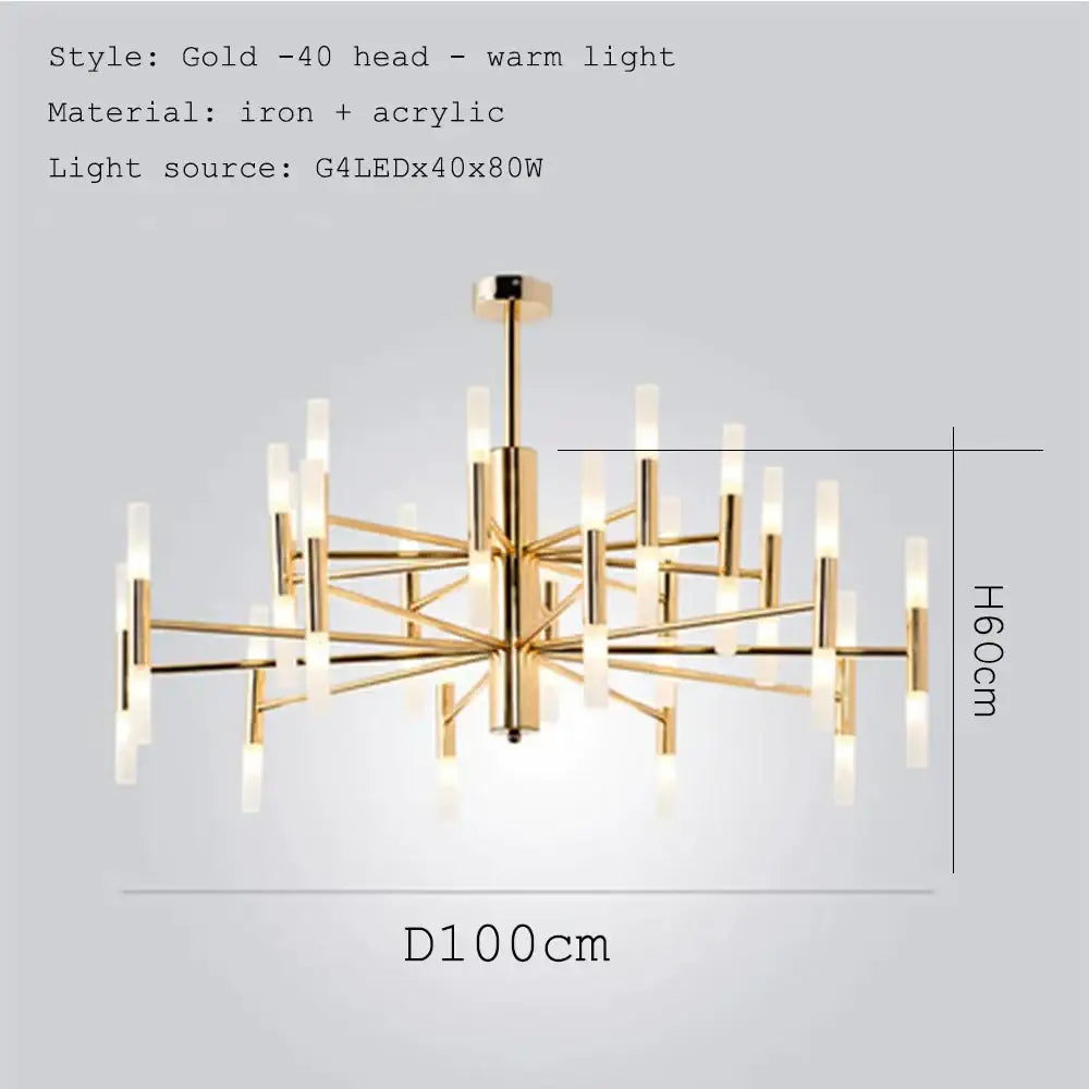 Modern gold art decor chandelier – living room glass candle light