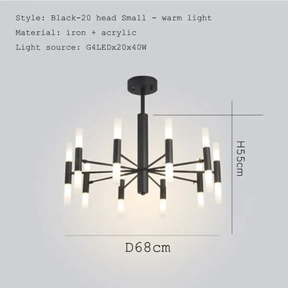Modern gold art decor chandelier – living room glass candle light