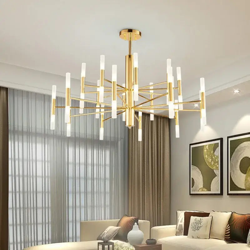 Modern gold art decor chandelier – living room glass candle light