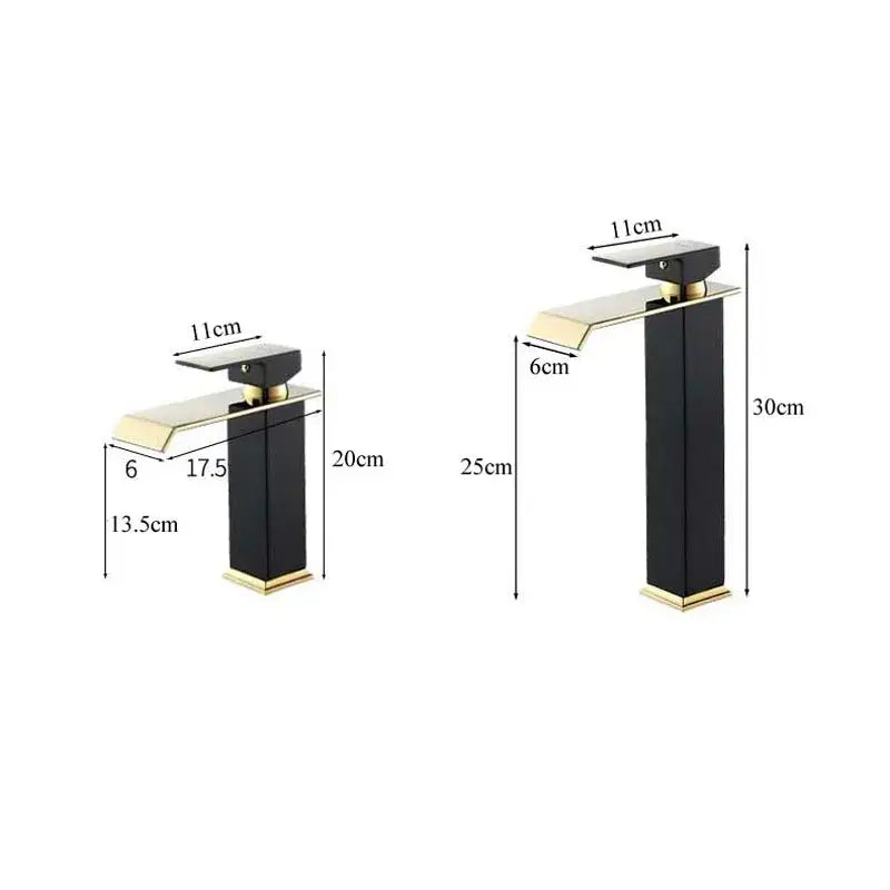 Modern black & gold waterfall basin faucet bathroom mixer tap